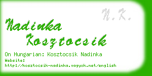 nadinka kosztocsik business card